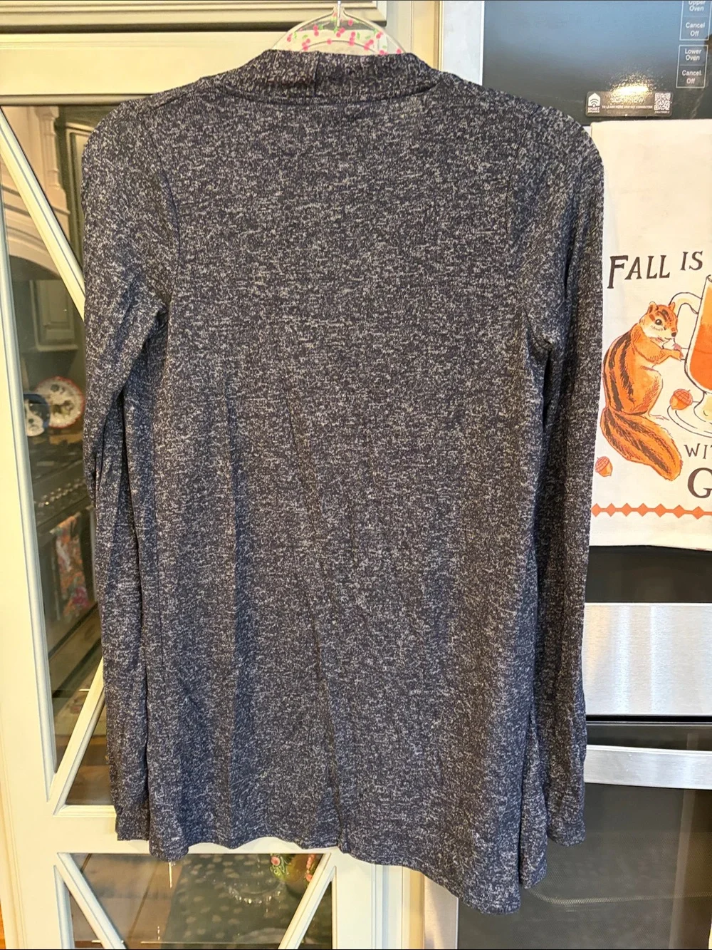 Abercrombie & Fitch Navy Marled Open-Front Cardigan Small